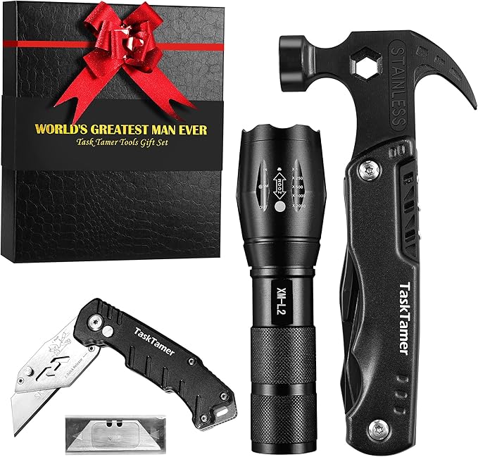 Multitools for Men, Man Gifts Multi-tools Set with Multi-Hammer, Utility Knife & Tactical Flashlight, EDC Gears for Car, Camping, Emergency & Outdoor Adventures, Gifts For Christmas Birthday
