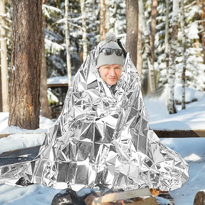 10 Pack Emergency Mylar Thermal Blankets - 84"x52" Durable Space Blankets for First Aid, Survival, Camping, Hiking, Car Emergency Kit, Outdoor Camping Gear