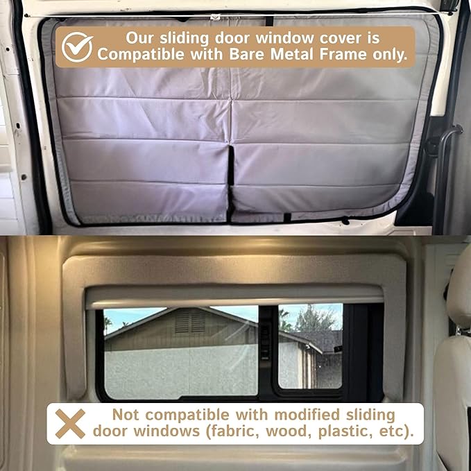 Living in a Bubble Insulated Blackout Sliding Door Window Cover for Mercedes Sprinter Van Year 2007-2026, NCV3 & VS30 (Bare Metal Frame)