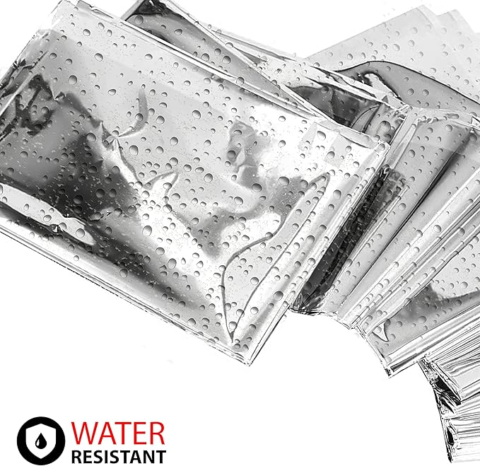 ASA TECHMED - Mylar Emergency Thermal Blanket – Survival Space Blanket for Outdoors, Camping, First Aid & Disaster Kits - Silver (10)