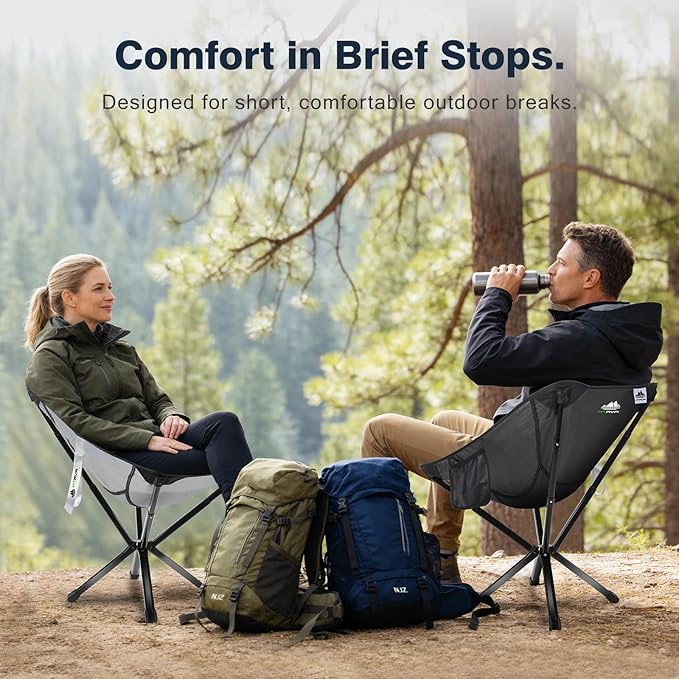 MTRVR Lightweight Folding Camping Chair — Compact One-Piece Design, Quick Setup, Stable Aluminum Frame, Portable Chair for Travel, Hiking & Short Outdoor Breaks