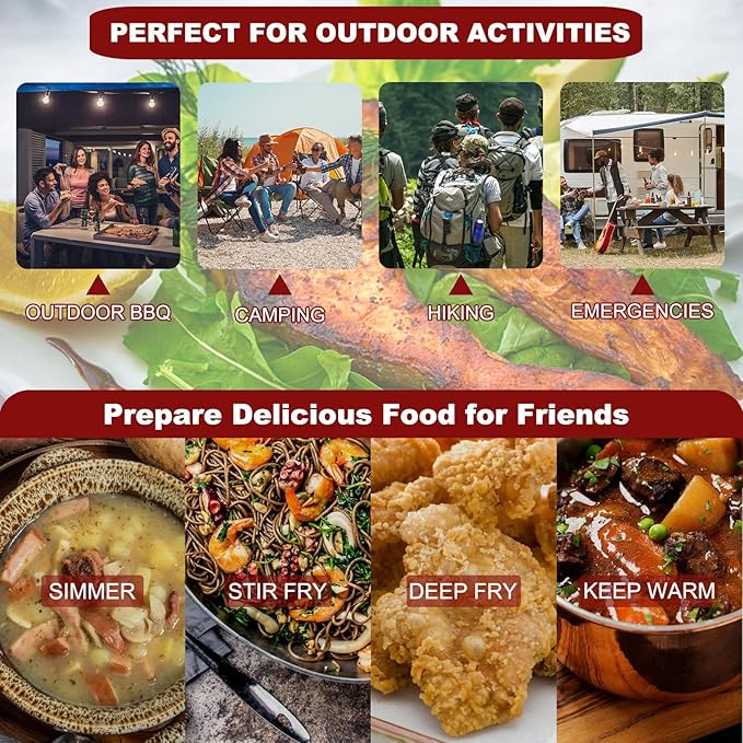 Dual Fuel Camp Stove with Butane and Propane Compatibility, 10500 BTU Portable Camping Stove with Carrying Case, Storage Bag, Adapter Hose, Wind Guard, Outdoor Camping Essentials