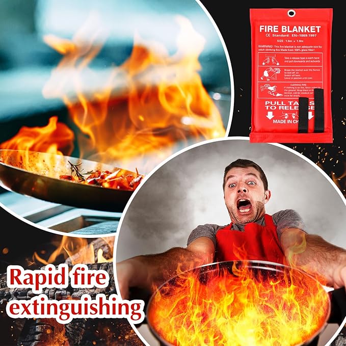 Macarrie 40 Pack Fire Blankets 39” x 39” Fire Blanket Emergency for Home and Kitchen Extinguisher Blankets Fiberglass Suppression Blanket Safety Fireproof Survival for Car Office Warehouse (Red)