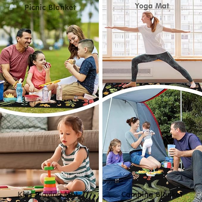 Supfitness Extra Large Picnic Blankets Waterproof Foldable (80 "x 80") Beach Blanket Waterproof Sandproof,3-Layer Thicking Mat Outdoor Packable Camping Blanket