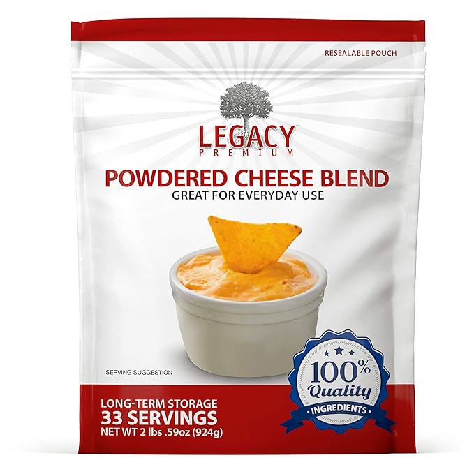 Legacy Essentials Long Term Dried Cheese Powder - 15 Year Shelf Life Powdered Cheese Blend for Emergency Food Storage Supply (Quantity 6)