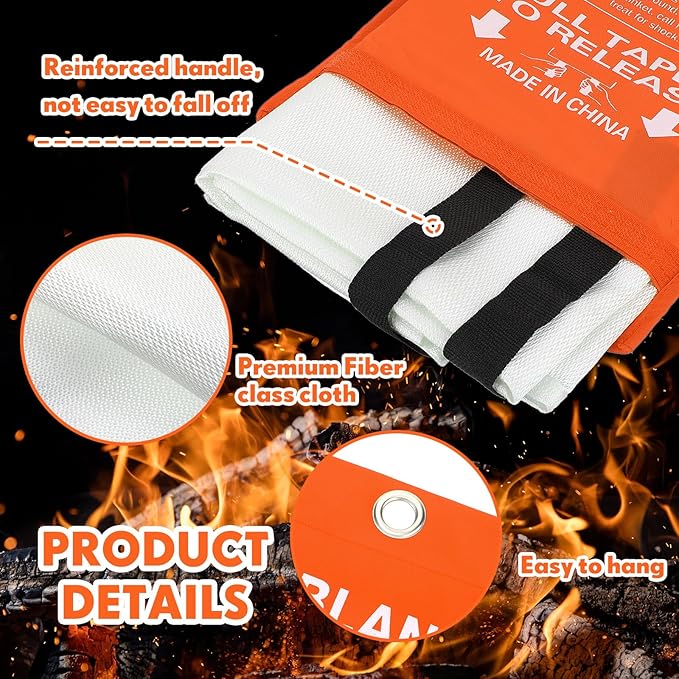 Macarrie 30 Pack Fire Blankets 39” x 39” Fire Blanket Emergency for Home and Kitchen Extinguisher Blankets Fiberglass Suppression Blanket Safety Fireproof Survival for Car Office Warehouse (Orange)