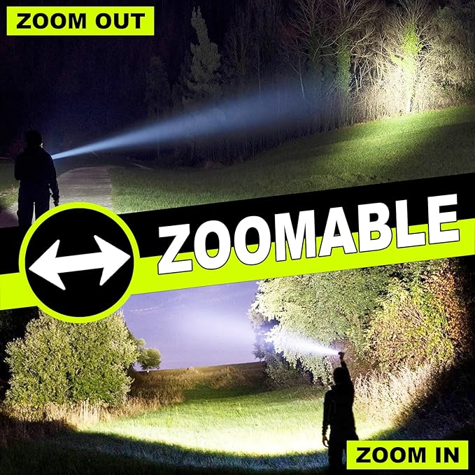 iodoo 3 in 1 Rechargeable Flashlight True 5000 Lumens Outdoor Strong Cob Light, 5000mAh Zoomable Beam LED Flash Light with Magnet Power Failure Emergency Survival Kits Snowstorm (6 in 1)