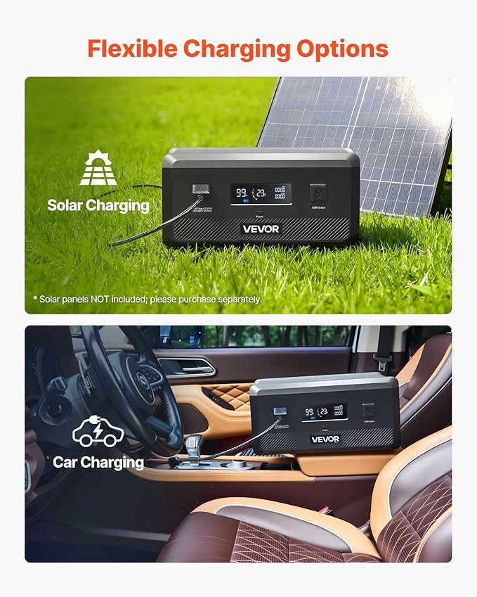 VEVOR Extra Battery for Portable Power Station, 2160Wh LiFePO4 Extra Expansion Battery with 3 Output Ports for Home Use, Outdoor Camping, Road Trips, RVs, Emergencies