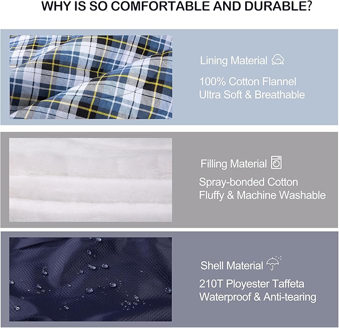 HiZYNICE Cold Weather Sleeping Bag 100% Cotton Flannel XXL for Adults Big and Tall,Free Compression Sack