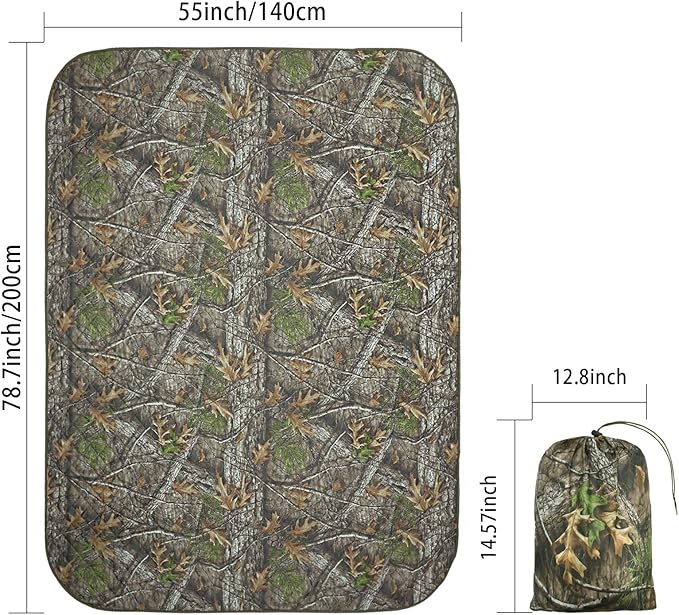 LOOGU Camo Blanket Waterproof Insulation Poncho Liner for Outdoor Camping, Hiking, Hunting, Survival, Backpacking, Picnicking
