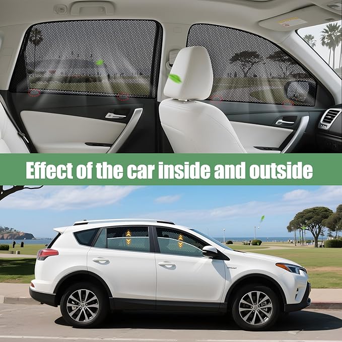 ZATOOTO Car Window Shades for Ford F150 2016-2024, 4 Pack F150 Sun Shade Side Window, Breathable Mesh Car Window Screen for Camping Napping Baby UV Protection