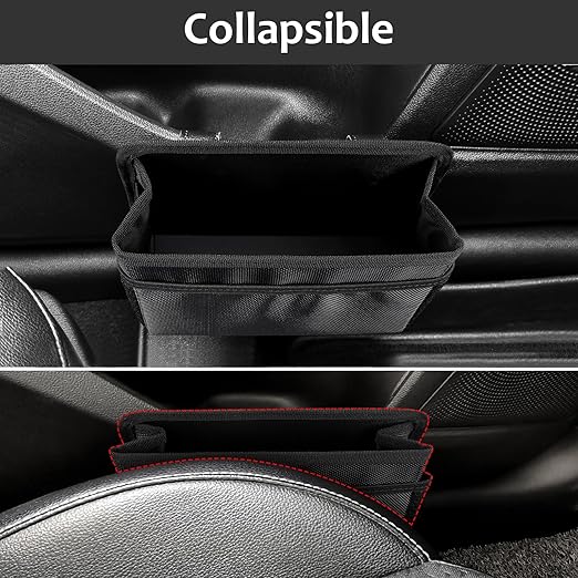 Accmor Collapsible Car Trash Can, Vehicle Garbage Organizer Holder Bin with One Roll Trash Bag, Waterproof Hanging Mini Auto Dustbin Accessories Storage Container for Vans, SUVs