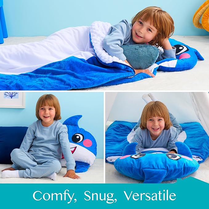 JOIEDOMI Kids Sleeping Bag 4 5 6 Year Old Girl Gifts Toddler Nap Mat with Pillow & Blanket 60" x 39" for Kids Ages 3+ Soft Plush Sleeping Mat for Preschool and Boys Girls
