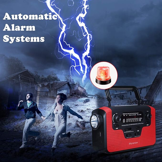 2300mAh Solar Hand Crank Emergency AM/FM/SW/NOAA Radio, Real NOAA Alert Weather Radio with SOS Alarm, TF Card Speaker, LED Flashlight & Reading Lamp, Phone Charger for Camping, Emergency
