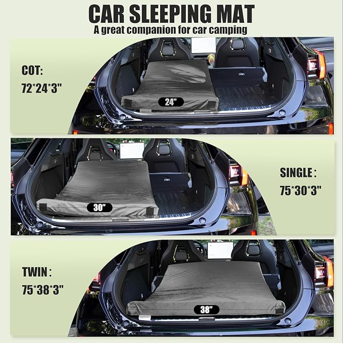 Aodisman Sleeping Pad,3-inch Thick Memory Foam Camping Mattress,Portable Roll-Up Mat for Car/Tent/Floor/Cot/Travel,Comfortable Pad for Guests Sleepover