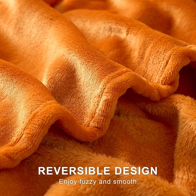 Hansleep Fleece Orange Throw Blanket, Super Soft Flannel Fuzzy Plush Cozy Blanket for All Seasons, Orange, Throw 50x60 Inches