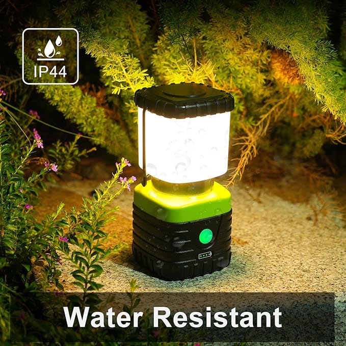 Jarxin 3PCS 3200K Warm Light LED Camping Lantern Rechargeable 1000LM, 4500mAh Power Bank, Flashlight for Hurricane Emergency, Hiking, IP44 Waterproof Lantern(Green)