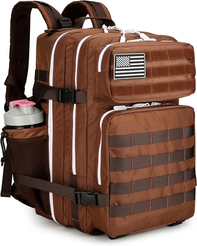 Lovelinks21 45L Tactical Assault Backpack 3 day assault pack with Molle Waterproof backpack Rucksack for Tactical Backpacks (Dark brown)