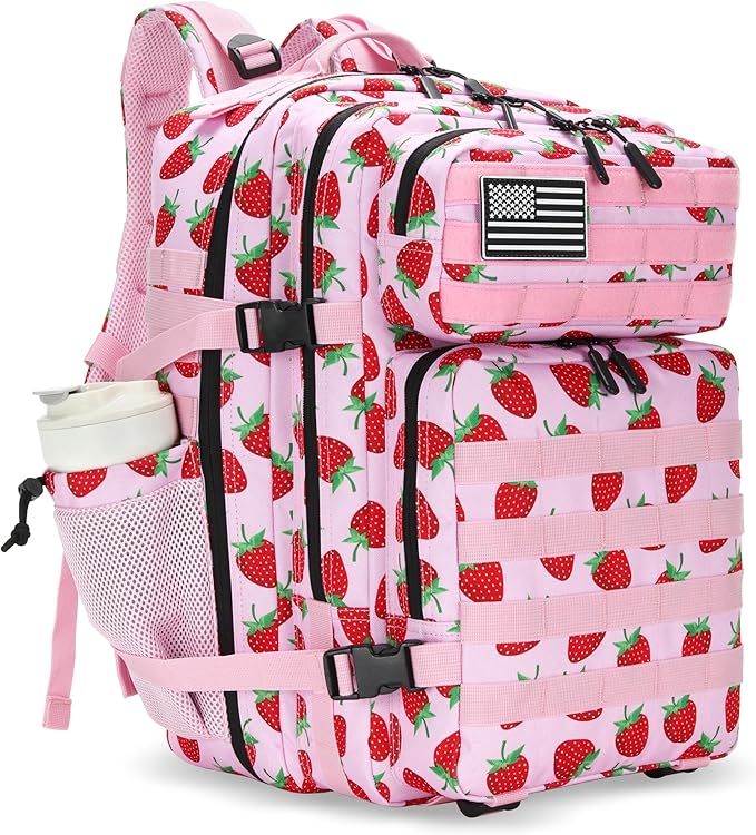 Lovelinks21 45L Tactical Assault Backpack 3 day assault pack with Molle Waterproof backpack Rucksack for Tactical Backpacks (Strawberry)