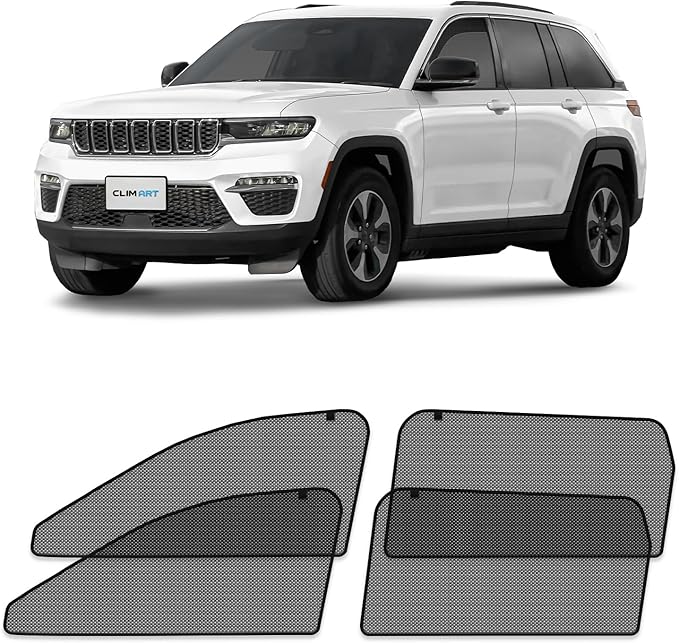 CLIM ART Magnetic Car Window Shades for Jeep Grand Cherokee 2022-2026 – Custom-Fit Sun Blocker Curtains, Side Window Covers, Essential Car Accessories for Camping, Baby and Privacy Protection - MS0193