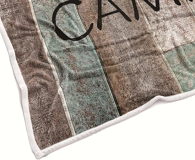Camping Throw Blanket, Camping Gifts for Camper Outdoor Travel Trailer Blanket, Super Soft Comfy Fleece Flannel Throws Blankets for Couch Bed Sofa Living Room Bedroom Decor Green 50x60 Inch