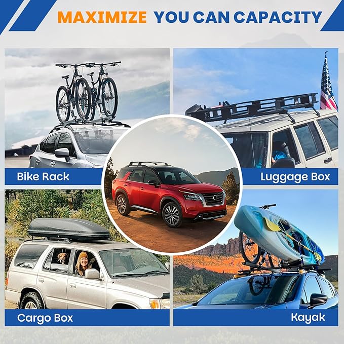 300LBS Upgraded Heavy-Duty Roof Rack Cross Bars Fit for Nissan Pathfinder 2022 2023 2024 2025 2026 Aluminum Crossbars Cargo Carrier Bars Bike Luggage Accessories