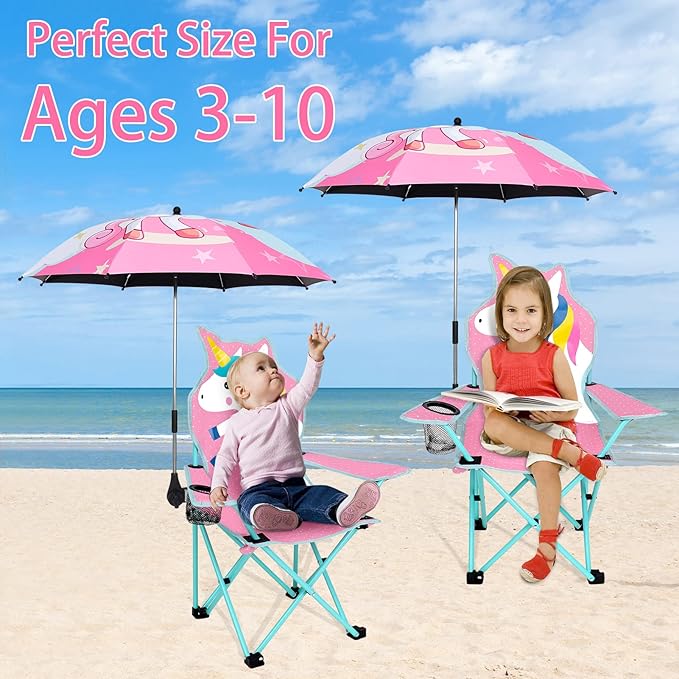 KABOER Kids Outdoor Folding Lawn and Camping Chair with Cup Holder and Carrying Bag, Children's Camping Chairs