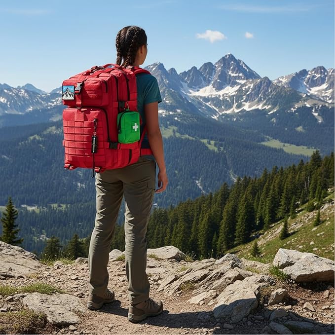 45L Military Tactical Backpack for Men & Women Bug Out Bag Assault pack Molle Daypack Hiking Trekking Rucksack(45L red)