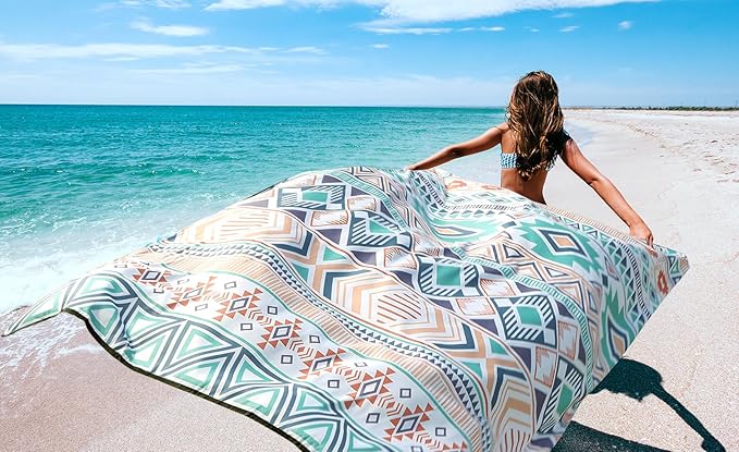 HIHOHO Beach Blanket Waterproof Sandproof Extra Large Beach Mat 79" X 83"/120"x108"for 1-8 Adults Quick Drying Durable Outdoor Picnic Mat for Beach Travel Camping Hiking