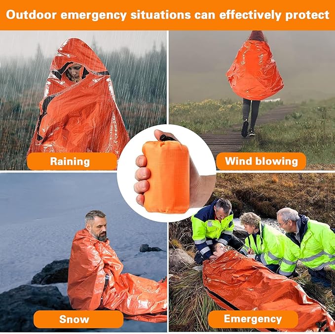 5 Pack Emergency Sleeping Bags for Survival | Waterproof Thermal Bivy Sack, 83.6"x35.8" Lightweight for Camping Hiking Outdoor Prep