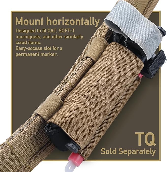 LIVANS Tourniquet Holder TQ Sleeve, Elastic Tourniquet Holder for Duty Belt Tactical Retention Band TQ Pouch Horizontal Battle Belt Accessories Survival Gear
