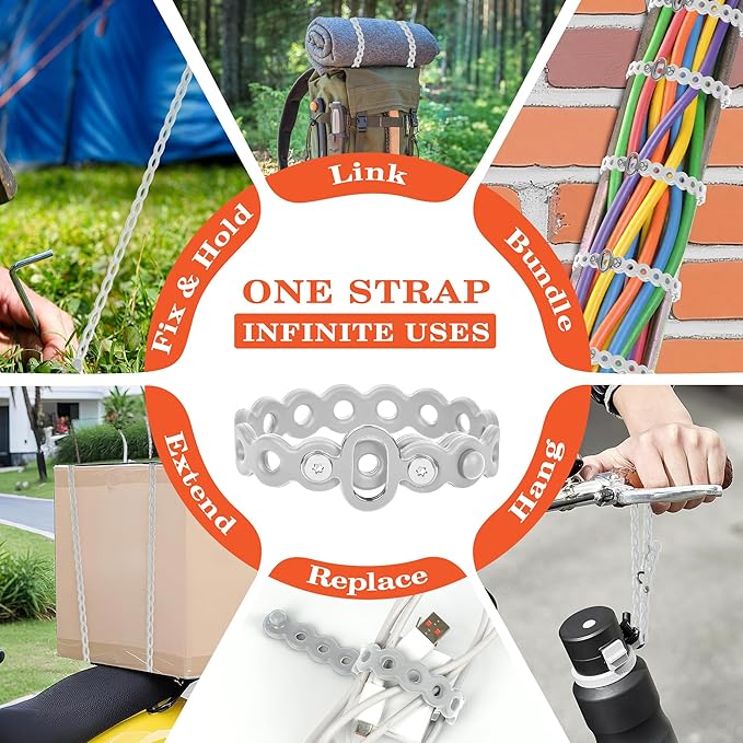 Modular Straps (4-Pack), Flexible Multi-Tool, Gear Strap for Outdoor Adventure, Survival, Camping, Travel, EDC