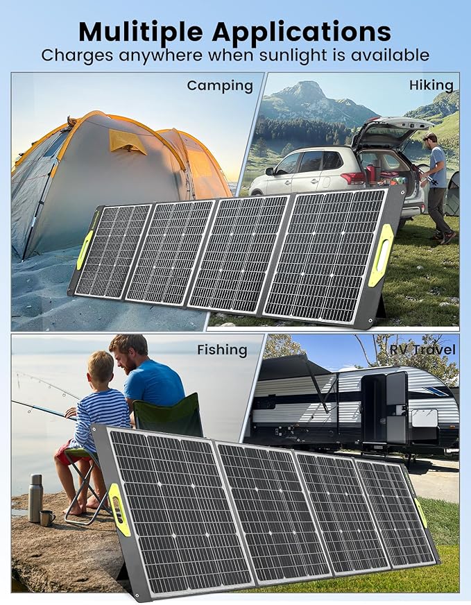 Greenmagic Portable 400 Watt Solar Panel, 39V 400W Foldable Panel Solar Charger Lightweight Durable Compatible with Most 40v Portable Solar Generator Power Station on The Market for RV Camping Home