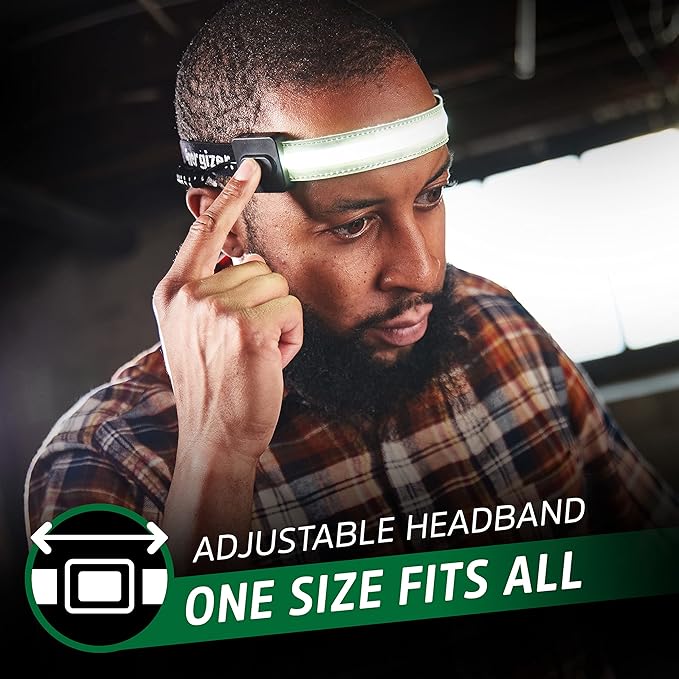 Energizer Headlamp Rechargeable S400, LED WideBeam Head Light, IPX4 Water Resistant Ultra Bright Headlamps for Camping, Outdoors, Emergency Power Outage (USB Cable Included)