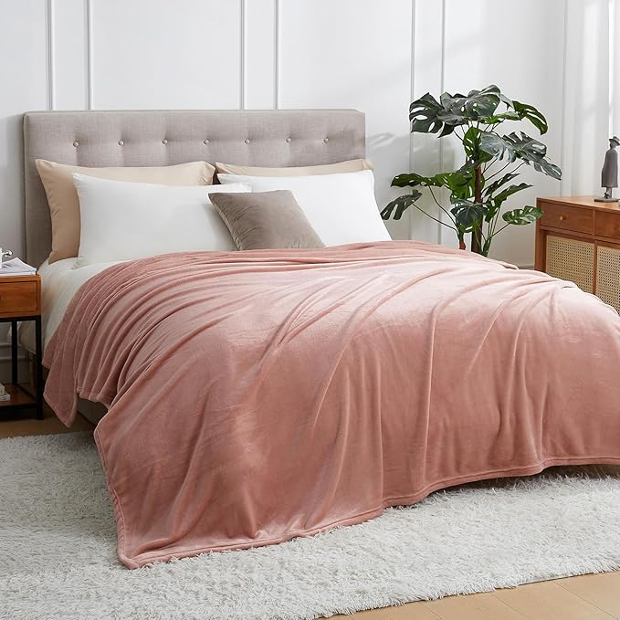 Hansleep Fleece Blanket for Couch Dusty Pink, Super Soft Flannel Fuzzy Throw Plush Cozy Blanket for All Seasons, Dusty Pink, Throw 50x60 Inches