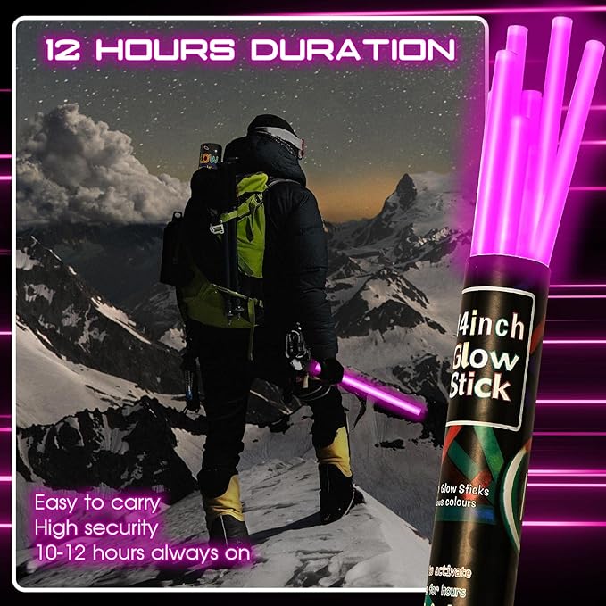 Lewtemi 10 Pcs Large Glow Sticks Big Giant Jumbo Halloween Christmas Emergency Light Stick for Camping Accessories, Survival Kit