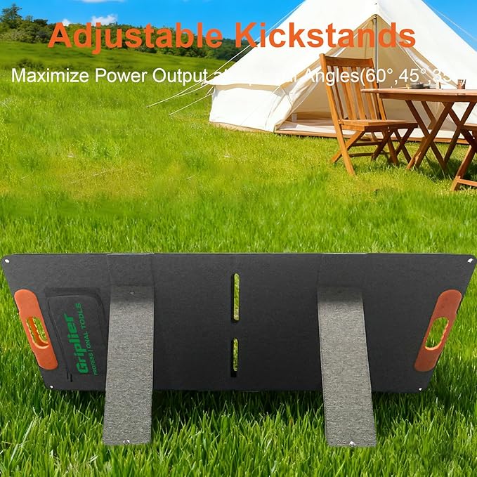 100W Portable Solar Panel for Power Station,20V Foldable Solar Panel Charger with Kickstand,Dual USB & Type-C Output,>23% High Efficiency IP65 Waterproof for Camping,Hiking,RV Trips