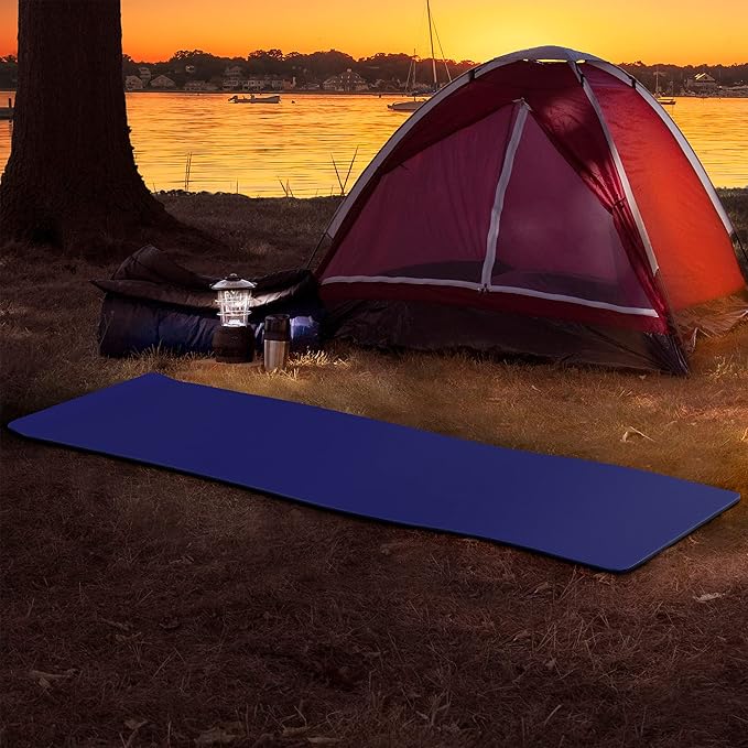 Foam Sleeping Pad - Lightweight 1-Inch Mat for Camping, Cots, Tents, Backpacking, and Yoga - Non-Slip and Waterproof with Handle by Wakeman