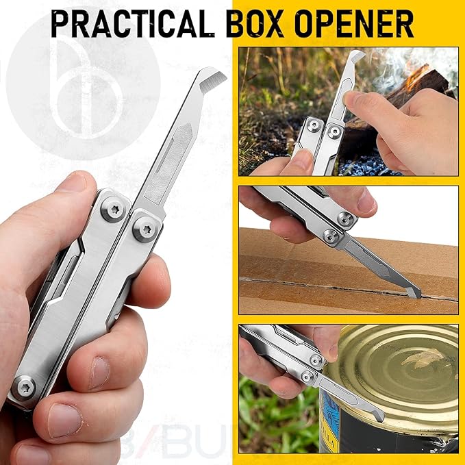 BIBURY Mini Multitool Pliers BI2051A, Mini Pocket Pliers with Window Breaker, Seat Belt Cutter, Bottle Opener for Outdoor Survival, EDC Multi Tool with Pocket Clip, Gifts for Men Women