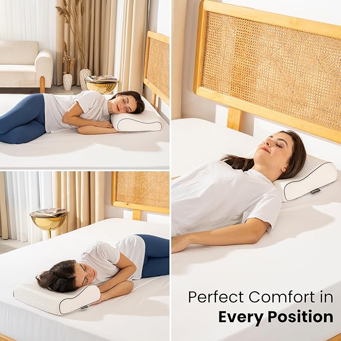 Memory Foam Travel Pillow with Washable Cover & Carry Bag – Compact, Soft & Breathable Neck Pillow for Airplane, Camping & Car (White- with Extra Gray Cotton Cover, 13.8x11.8x3.9/3.1 inches)