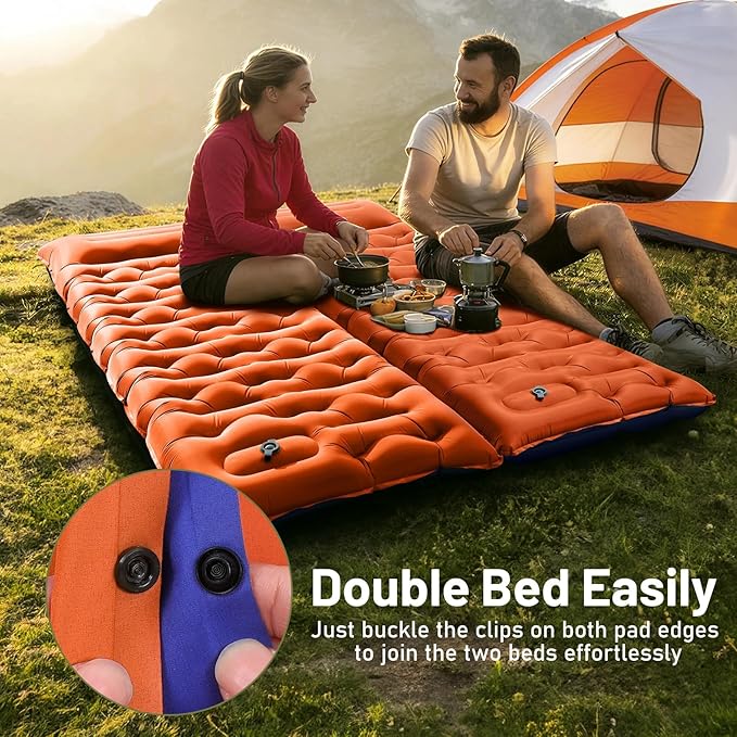 KASBAH Camping Sleeping Pad,Extra Wide 6 inch Thick Inflatable Sleeping Pads with Built-in Foot Pump and Pillow,Ultralight Camping Mat Gear for Outdoor Hiking,Camping