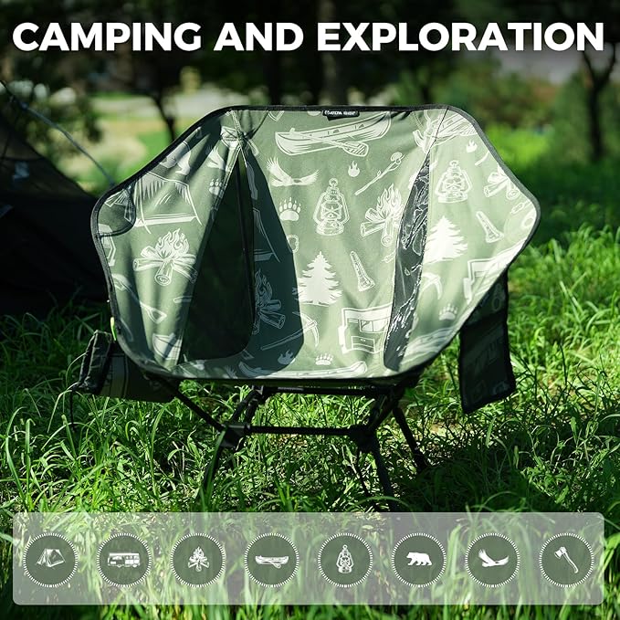 ATEPA UFO3.0 Ultralight Backpacking Chair, 330 lbs Heavy-Duty Aerospace Aluminum Folding Camp Chair with Hexagon Ergonomic Seat Anti-Sink Feet, Compact Portable Outdoor Gear for Hiking, Forestcamp