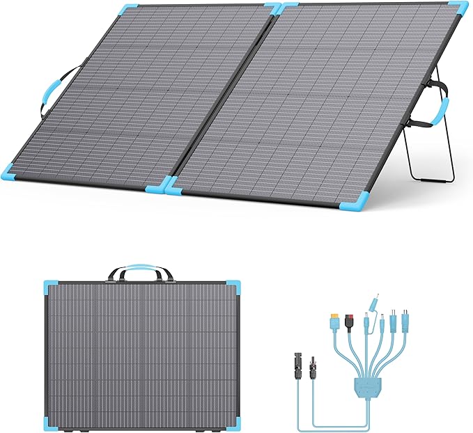 220W Bifacial Portable Solar Panel for Power Station, 23.5% High Efficiency ETFE Foldable Solar Charger for Camping Essentials,IP68 Waterproof 2 Reinforced Kickstands for RV Off-Grid Blackouts
