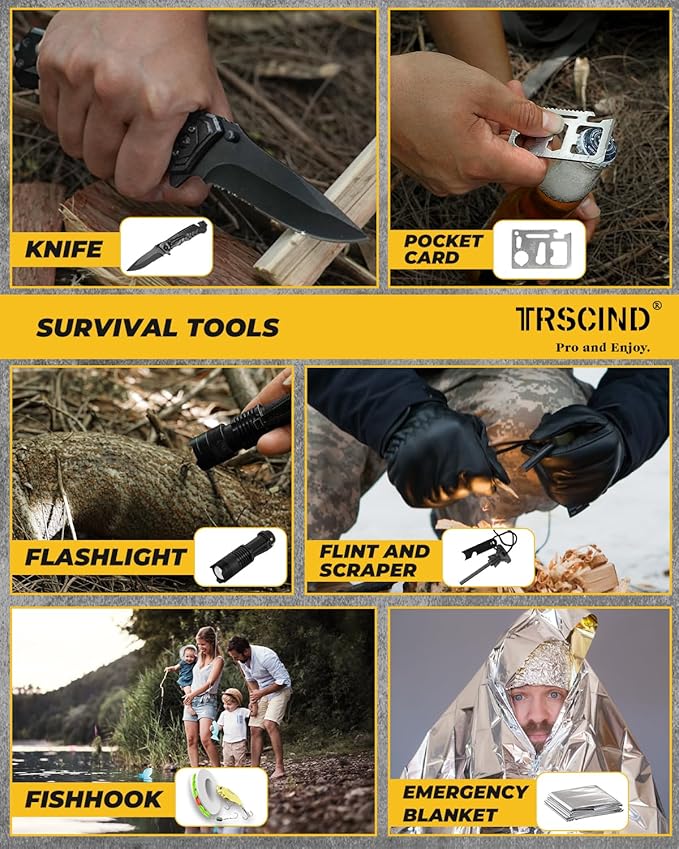Gifts for Men Dad Husband Him Fathers Day, Survival Kit, Emergency Survival Gear and Equipment 14 in 1, Anniversary Birthday Gifts for Him Boyfriend, Hunting Fishing Camping Accessories, Cool Gadget