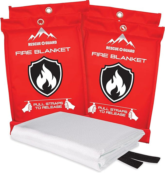 Fire Blanket 4 Pack 40”x40” - Fire Blankets Emergency for Home and Kitchen - Emergency Blankets for Survival - Home House Safety Supplies kit Must Haves - Firemen Safety Gifts and Essential Stuff
