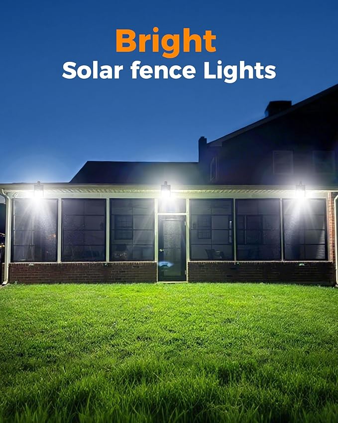 Clip On Solar Lights Outdoor,Motion Sensor Outdoor Lights, 72LEDs 600LM Clip on Solar Fence Lights Outdoor Waterproof LED,Solar Lights for Wall Fence,Deck, Gutter,Camping (2, Black)