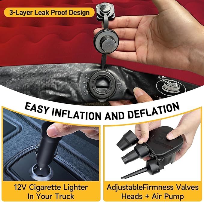 Umbrauto Truck Bed Air Mattress for 5.5-5.8Ft Full Size Short Truck Beds Inflatable Air Mattress for Outdoor with Pump & Carry Bag