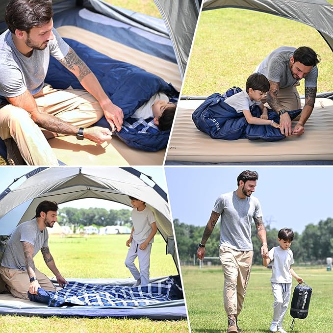 KingCamp 45°F Kids Sleeping Bag, Lightweight Waterproof & Compact Flannel Sleeping Bags Cold Weather & Warm Youth Essentials Gear Accessories for Camping, Fits 10-12 Children up to 4'7"-5'5" Tall