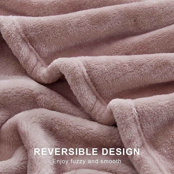 Hansleep Fleece Pink Throw Blanket, Super Soft Flannel Fuzzy Plush Cozy Blanket for All Seasons, Pink, Throw 50x60 Inches