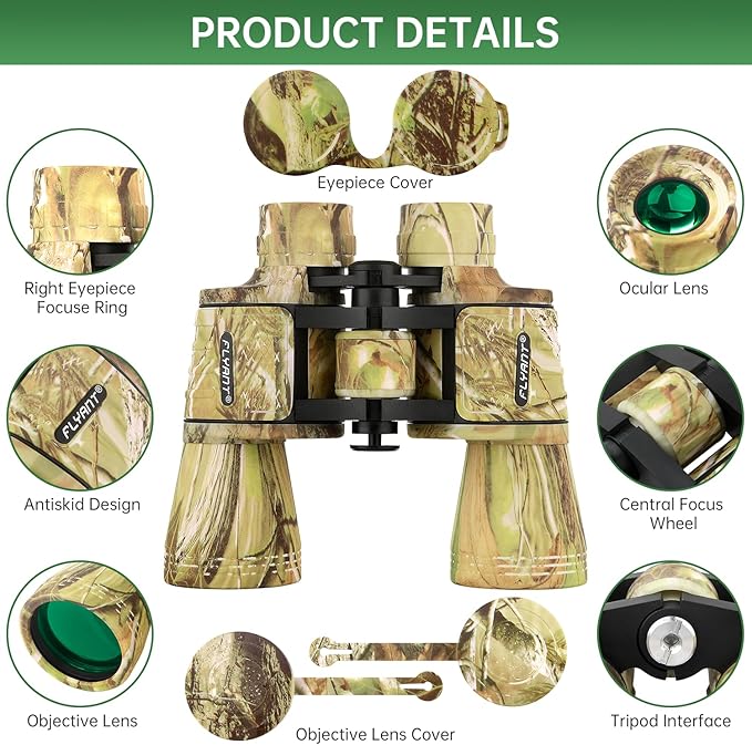 20x50 High Powered Binoculars for Adults, Waterproof Binoculars with Low Light Vision for Bird Watching Hunting Camping Travel Cruise Hiking Sports Stargazing, Birthday Gifts for Men